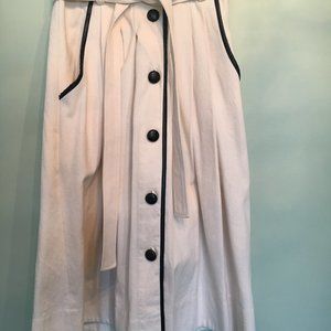 J. Crew Cream Pleated Cone Denim Midi Skirt with Leather Accents Size 4